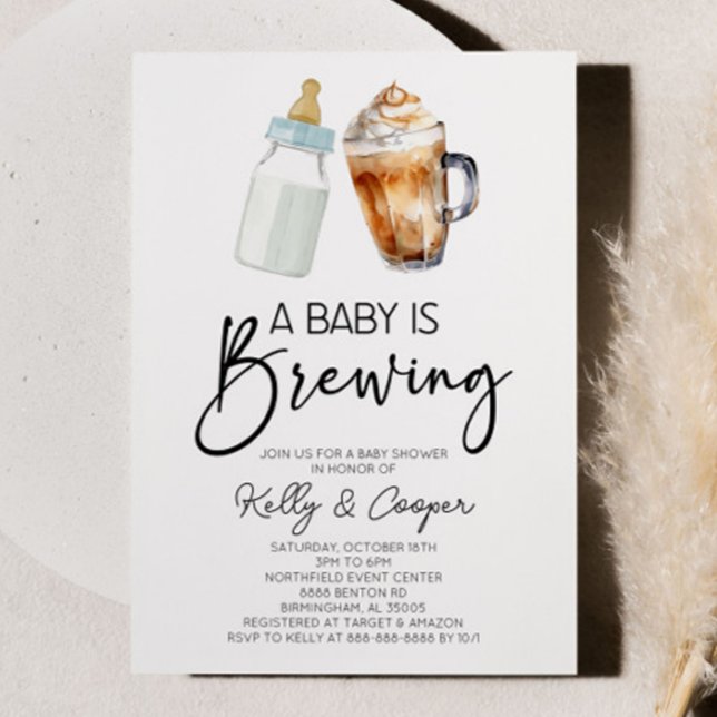 Invitación Un bebé está preparando café de botella Baby Showe (Subido por el creador)