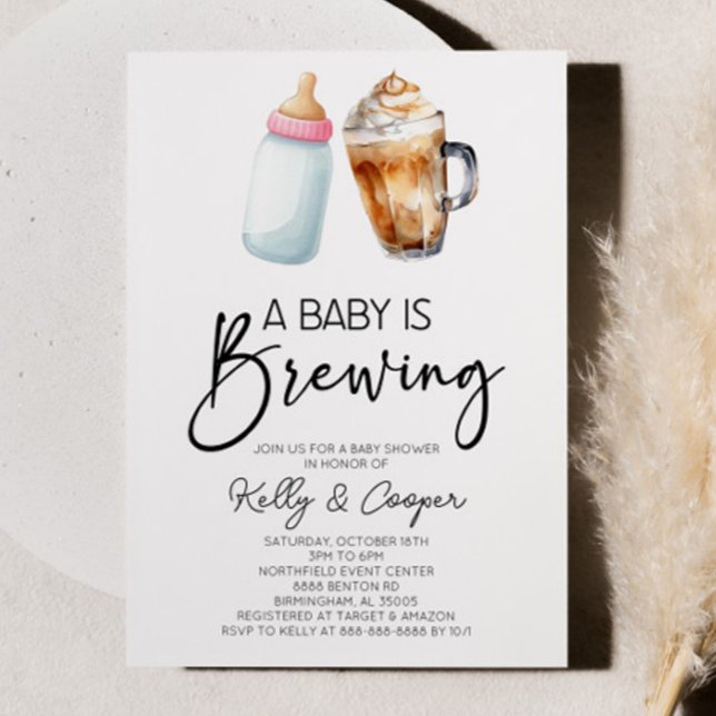Invitación Un bebé está preparando café de botella rosa Baby  (Subido por el creador)