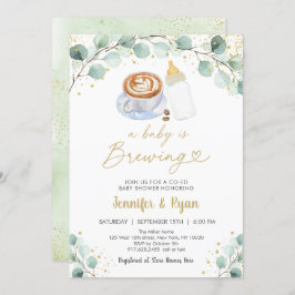 Invitación Un bebé está preparando café de vegetación Baby Sh