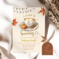 Un bebé está preparando café deja Baby Shower