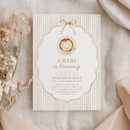 Invitación Un bebé está preparando café Fiesta de Bebé Franja