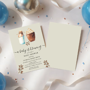 Invitación Un bebé está preparando café y Baby Shower de lech