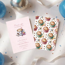 Invitación Un bebé está preparando café y Baby Shower de lech