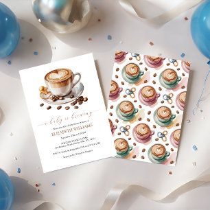Invitación Un bebé está preparando café y Baby Shower de lech