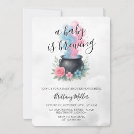 Invitación Un bebé está preparando caldero rosa y azul