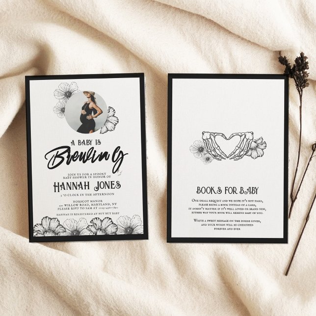 Invitación Un bebé está preparando el Gótico Baby Shower Skul (Subido por el creador)