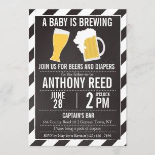 Invitación Un bebé está preparando pañal y fiesta de cerveza