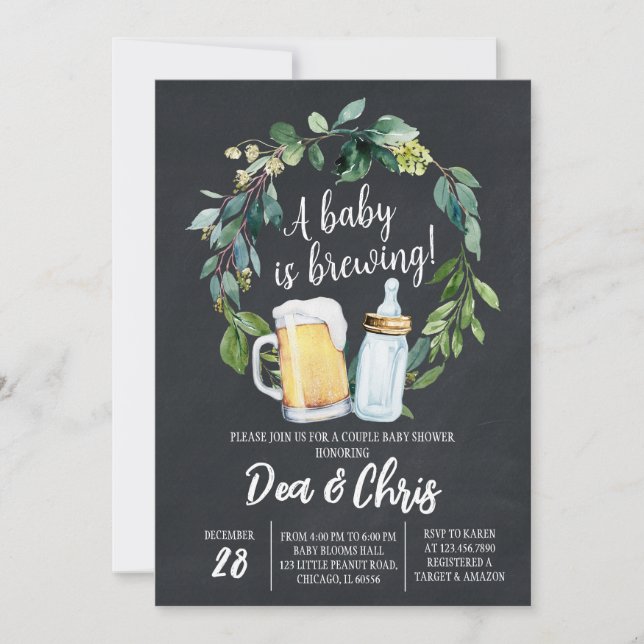 Invitación Un bebé está preparando pizarrón de Baby Shower (Anverso)