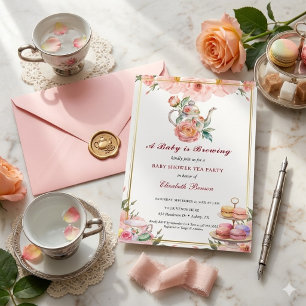 Invitación Un bebé está preparando Té de Shower de Flor de Ru