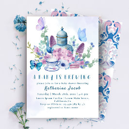Invitación Un bebé está preparando té fiesta bebé floral Duch