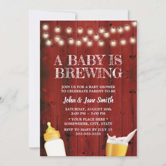 Invitación Un bebé está preparando un Baby Shower rústico de  (Anverso)