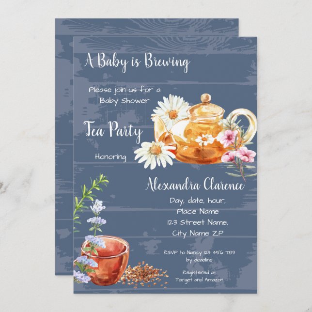 Invitación Un bebé está preparando un Fiesta de té de invitac (Anverso / Reverso)