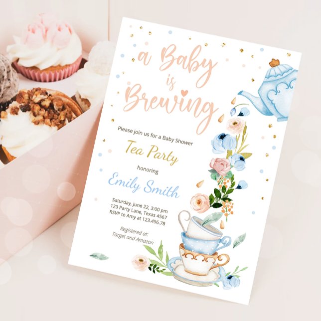 Invitación Un bebé está preparando un Fiesta de té de invitac (Subido por el creador)
