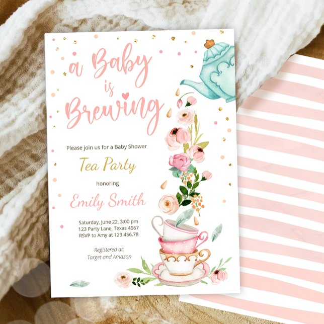 Invitación Un bebé está preparando un Fiesta de té de invitac (Subido por el creador)
