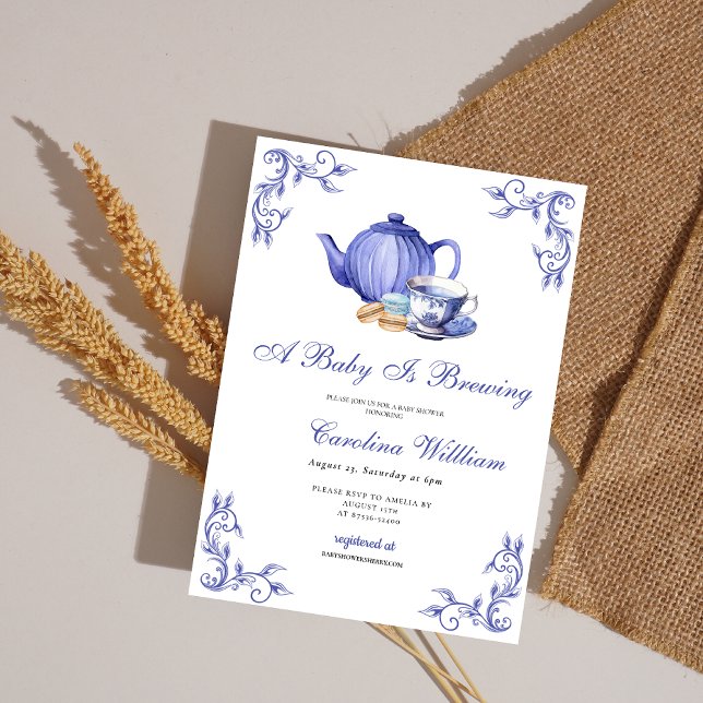 Invitación Un bebé está preparando un Fiesta de té morado Bab (Subido por el creador)