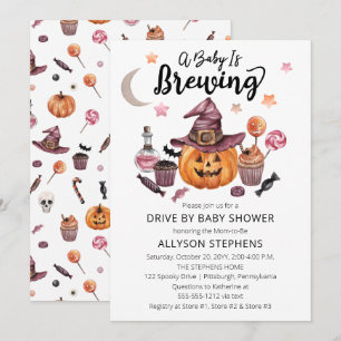 Invitación Un Bebé Está Preparando Una Conducta De Halloween 