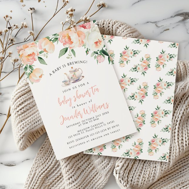 Invitación Un bebé está preparando una ducha de bebé floral (Subido por el creador)