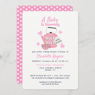 Invitación Un Bebé Está Preparando Una Ducha De Bebé Rosa