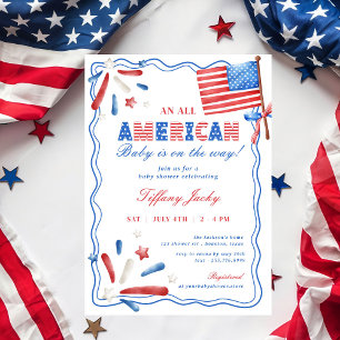Invitación Un bebé estadounidense de todo el 4 de julio en Ba