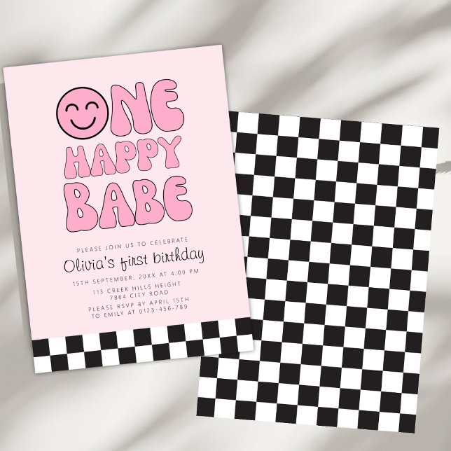 Invitación Un bebé feliz cara feliz rosa (Subido por el creador)
