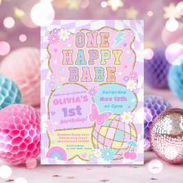 Invitación Un Bebé Feliz Parche Universitario Elegante Cumple