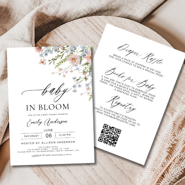 Invitación Un bebé florido salvaje en Bloom Baby Shower (Subido por el creador)