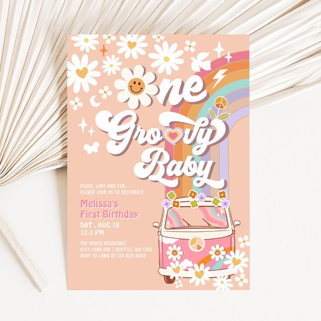 Invitación Un bebé genial Daisy Rainbow cumple 1 año (Subido por el creador)