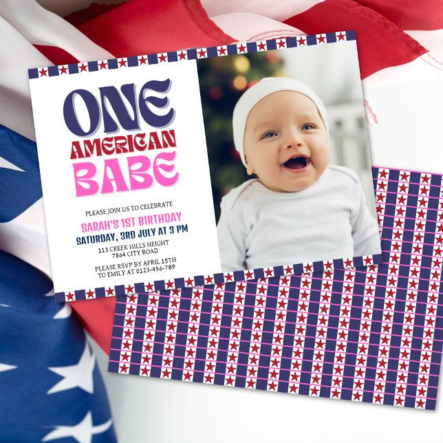 Invitación Un bebé norteamericano 4 de julio, cumpleaños (Subido por el creador)