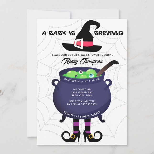 Invitación Un bebé prepara Baby Shower de Halloween (Anverso)