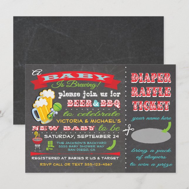 Invitación Un bebé prepara boletos para pañales de Baby Showe (Anverso / Reverso)