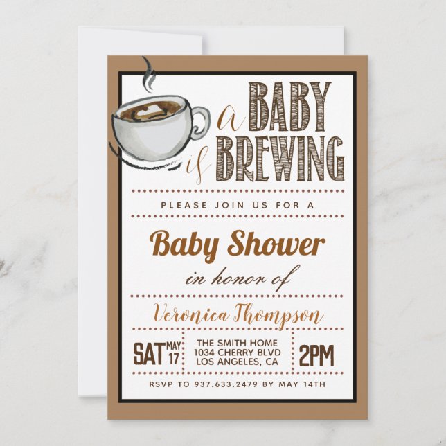 Invitación Un bebé prepara café Baby Shower (Anverso)