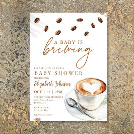 Invitación Un bebé prepara café Baby Shower