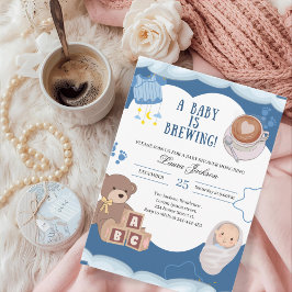 Invitación Un bebé prepara café Baby Shower