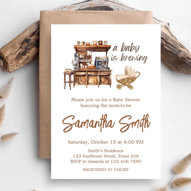 Invitación Un bebé prepara café Baby Shower (Coffee Baby Shower Invitation)