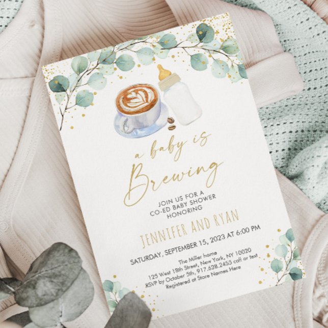 Invitación Un bebé prepara café Baby Shower (Subido por el creador)