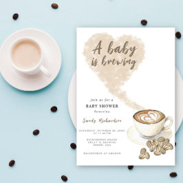 Invitación Un bebé prepara café Baby Shower