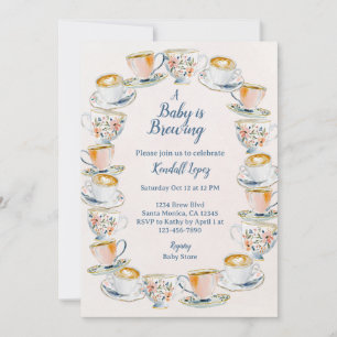 Invitación Un bebé prepara café y té en Baby Shower