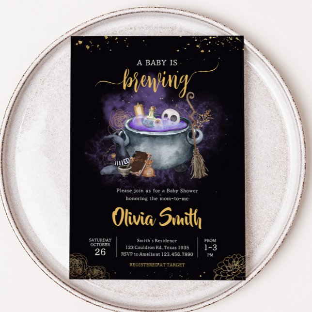 Invitación Un bebé se está preparando en la temible Baby Show (A Baby is Brewing Baby Shower Invitation
)