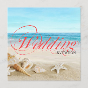 Invitación Un bello día en Boda de caligrafía de playa