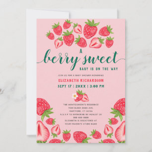 Invitación Un Berry Sweet Baby Cute Fresa Baby Shower