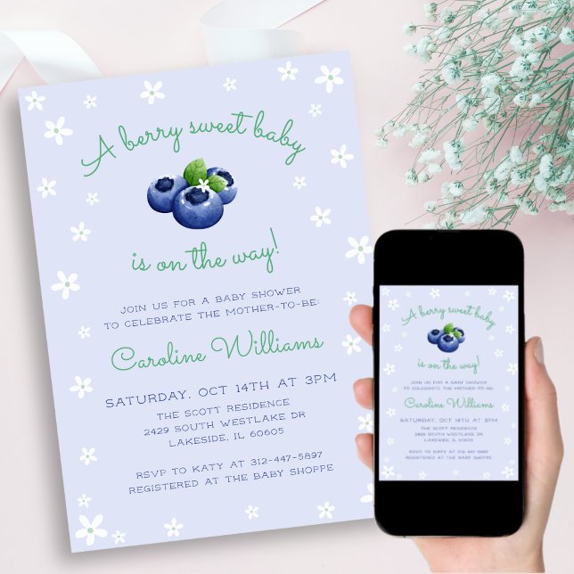 Invitación Un Berry Sweet Baby está en camino Blueberry Boy (Subido por el creador)
