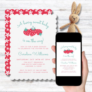 Invitación Un Berry Sweet Baby está en camino Chica de fresas