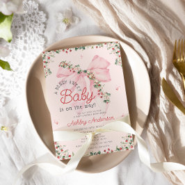 Invitación Un Berry Sweet Baby Pink Bow Chica Baby Shower