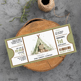 Invitación Un billete de primer cumpleaños de Camper Feliz