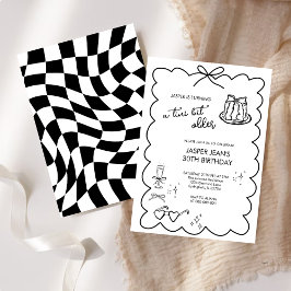 Invitación Un bit Tini más viejo Black & White Bow 30 cumplea