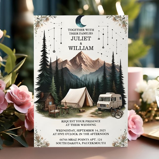 Invitación Un Boda de campamento de cielos de madera de bosqu (Subido por el creador)