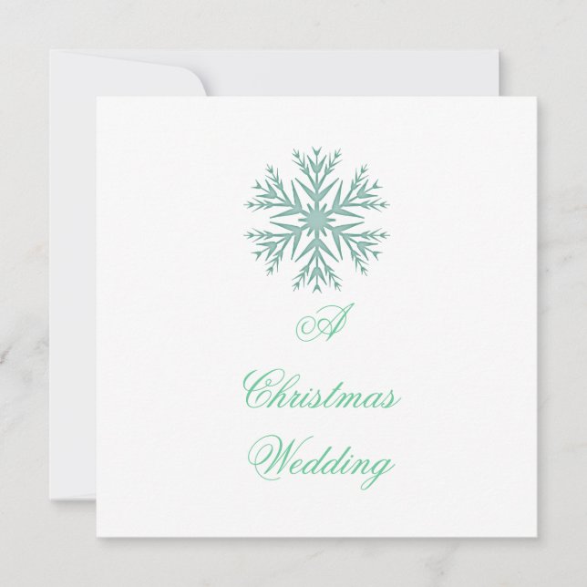 Invitación "Un Boda de Navidades" - Copo de nieve [verde azul (Anverso)