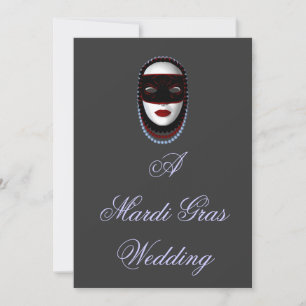 Invitación "Un Boda del Mardi Gras" Máscara Bebida-Negro/Rojo