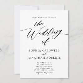 Invitación Un Boda elegante de caligrafía negra