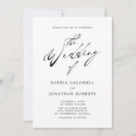 Invitación Un Boda elegante de caligrafía negra
